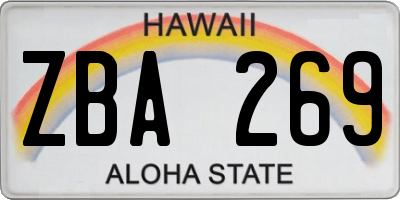 HI license plate ZBA269