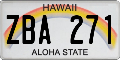 HI license plate ZBA271