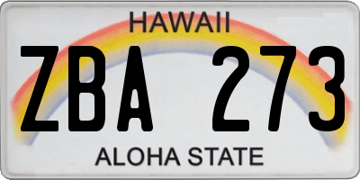 HI license plate ZBA273