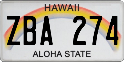 HI license plate ZBA274
