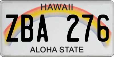 HI license plate ZBA276