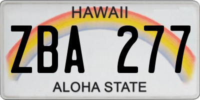 HI license plate ZBA277
