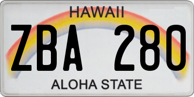 HI license plate ZBA280