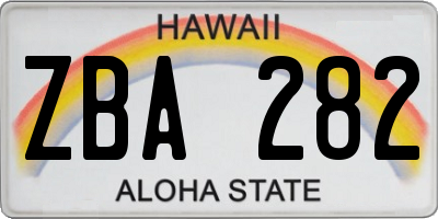 HI license plate ZBA282