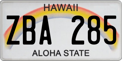 HI license plate ZBA285
