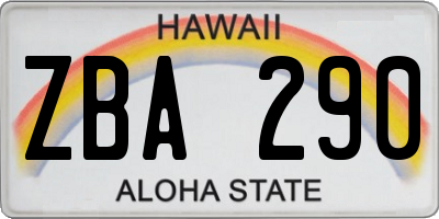 HI license plate ZBA290
