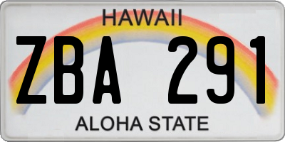 HI license plate ZBA291