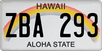 HI license plate ZBA293