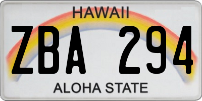 HI license plate ZBA294