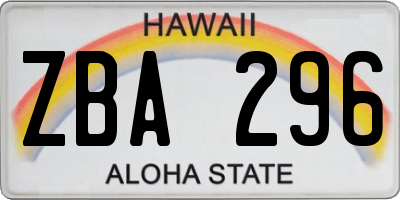 HI license plate ZBA296