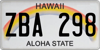 HI license plate ZBA298