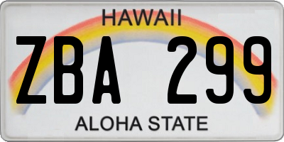HI license plate ZBA299