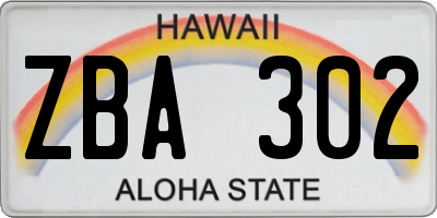 HI license plate ZBA302