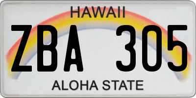 HI license plate ZBA305