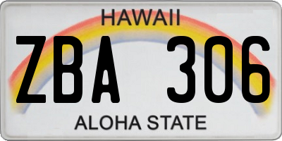 HI license plate ZBA306