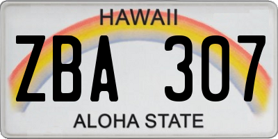 HI license plate ZBA307