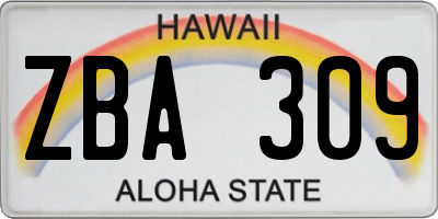 HI license plate ZBA309