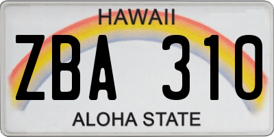 HI license plate ZBA310