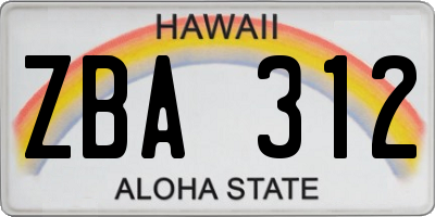 HI license plate ZBA312