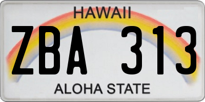 HI license plate ZBA313