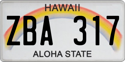 HI license plate ZBA317