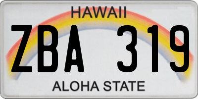 HI license plate ZBA319
