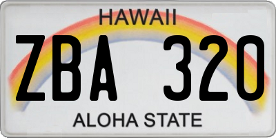 HI license plate ZBA320