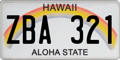 HI license plate ZBA321