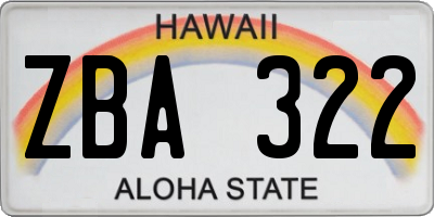 HI license plate ZBA322