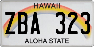 HI license plate ZBA323