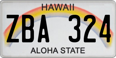 HI license plate ZBA324