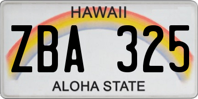 HI license plate ZBA325