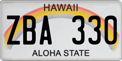 HI license plate ZBA330