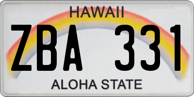 HI license plate ZBA331