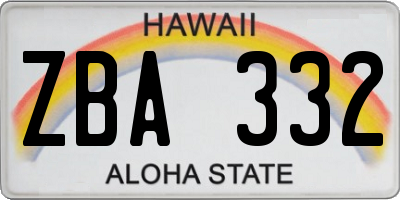 HI license plate ZBA332