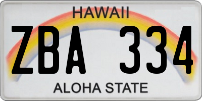 HI license plate ZBA334