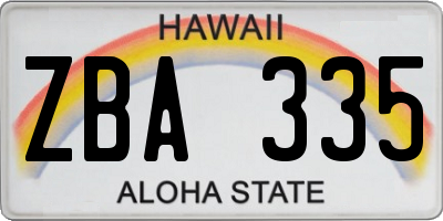 HI license plate ZBA335