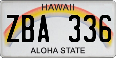 HI license plate ZBA336