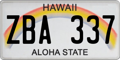 HI license plate ZBA337
