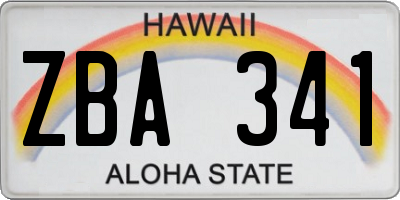 HI license plate ZBA341