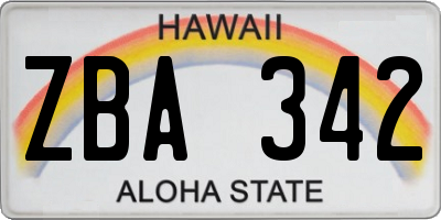 HI license plate ZBA342
