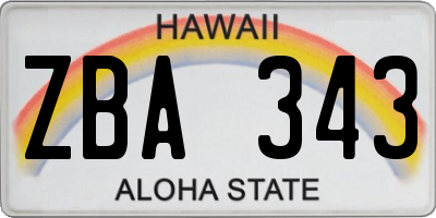 HI license plate ZBA343