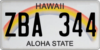 HI license plate ZBA344