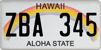 HI license plate ZBA345