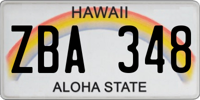 HI license plate ZBA348