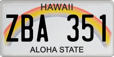 HI license plate ZBA351
