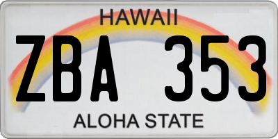 HI license plate ZBA353