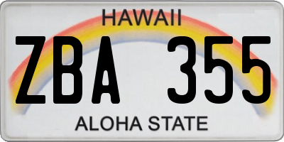 HI license plate ZBA355