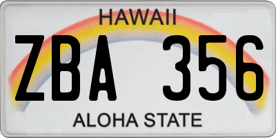 HI license plate ZBA356