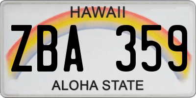 HI license plate ZBA359